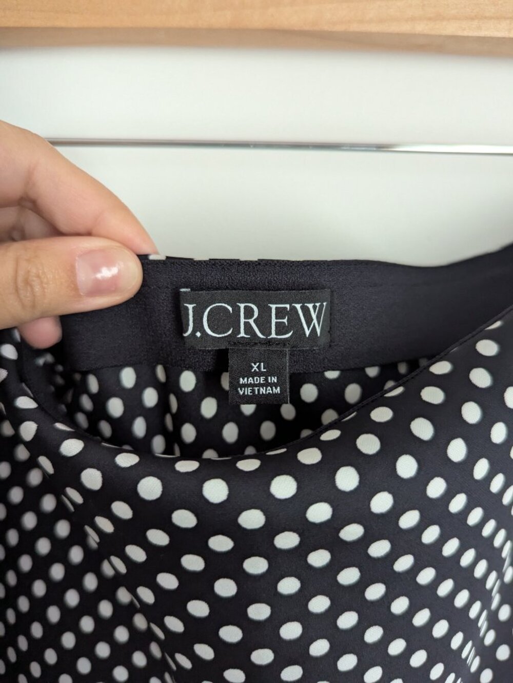 NWOT J.Crew Polka Dot Midi Slip Skirt Women's Black White Size XL - Picture 3 of 6